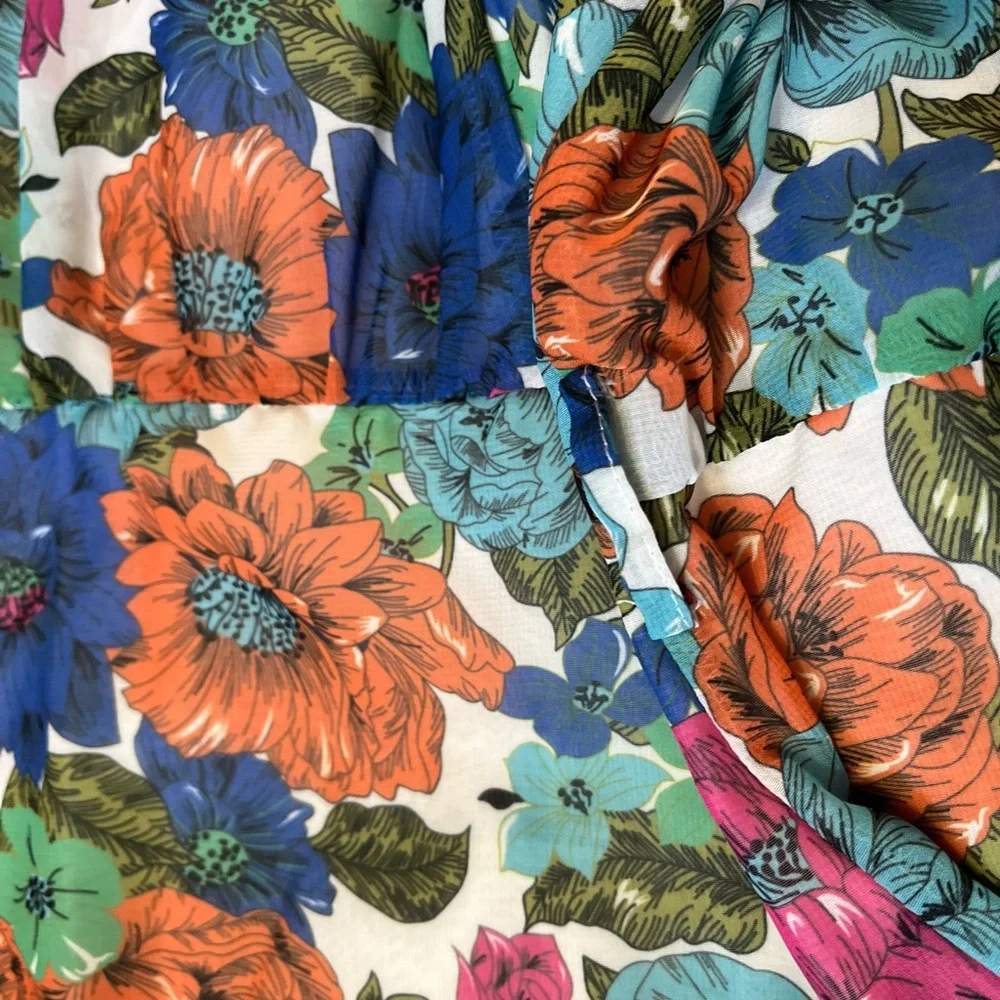 Marlo Floral Print Long Sleeve Romper With Ruffle Hem size 13-14